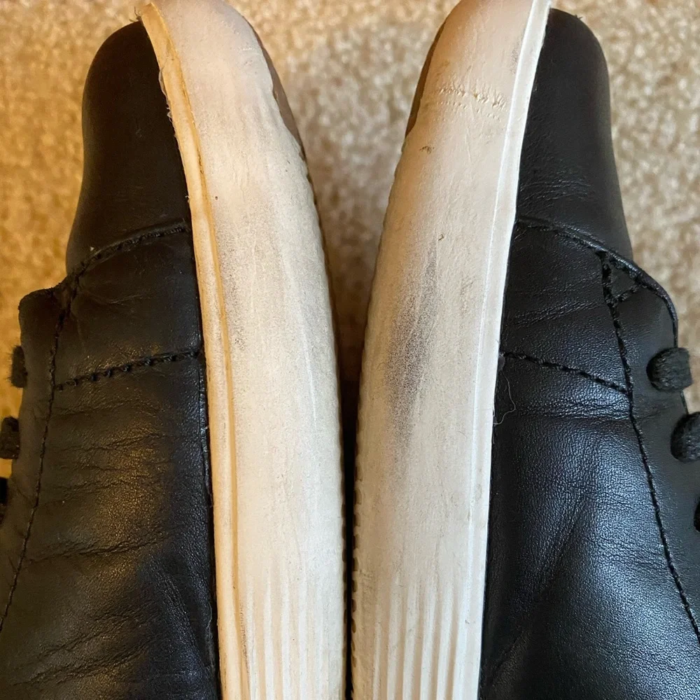 Cole Haan Black Leather Low-Top Sneakers with White Sole - Picture 7 of 7